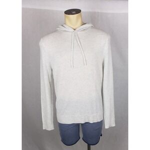 The Commons Mens 100% Cashmere Hoodie L Sweater Dove Grey Lightweight Spring